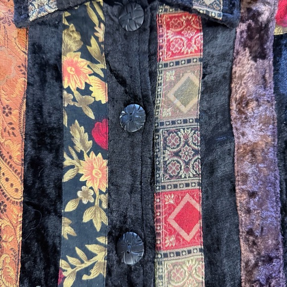 Coldwater Creek Jacket Womens Small Petite Black Patchwork Sequined Velvet - Picture 9 of 14